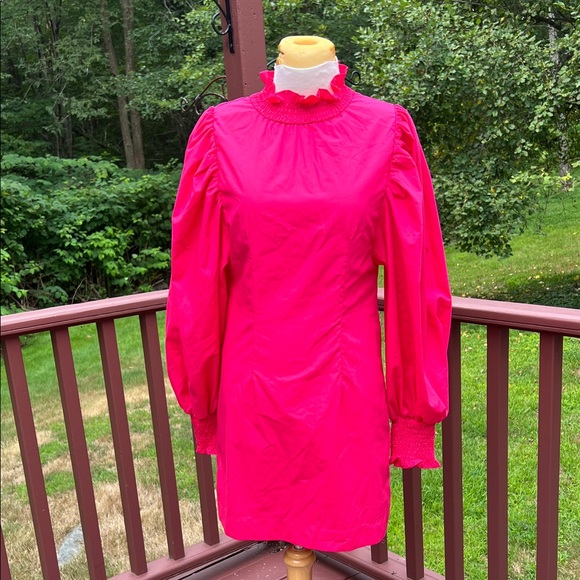 En Saison Dresses & Skirts - En Saison XS hot pink  emphasized  sleeves smocking dress.